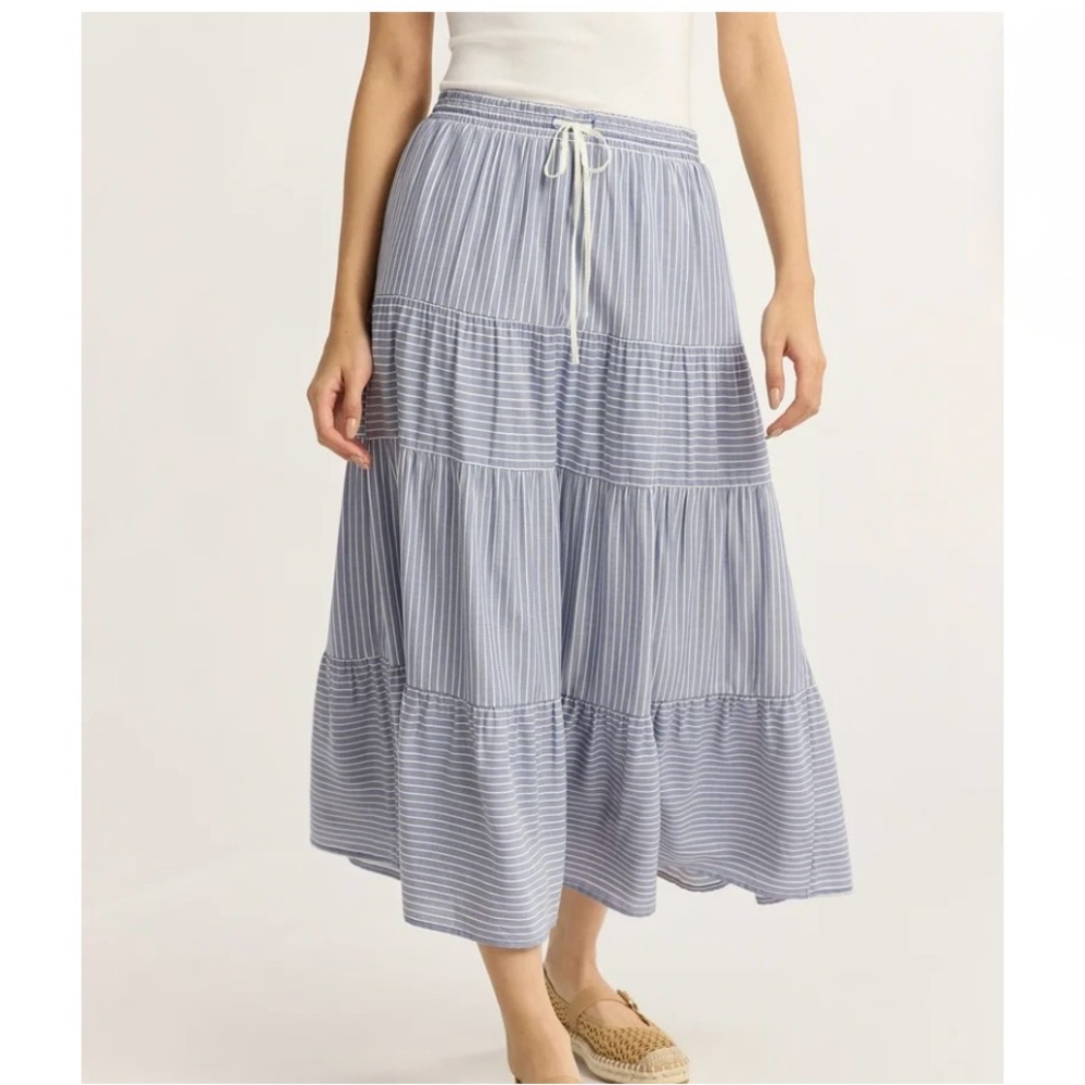 Striped Blue Maxi Skirt XXL (20)